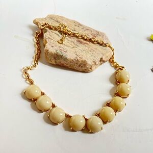 J Crew Gold & Cream Bauble Bead Statement Necklace